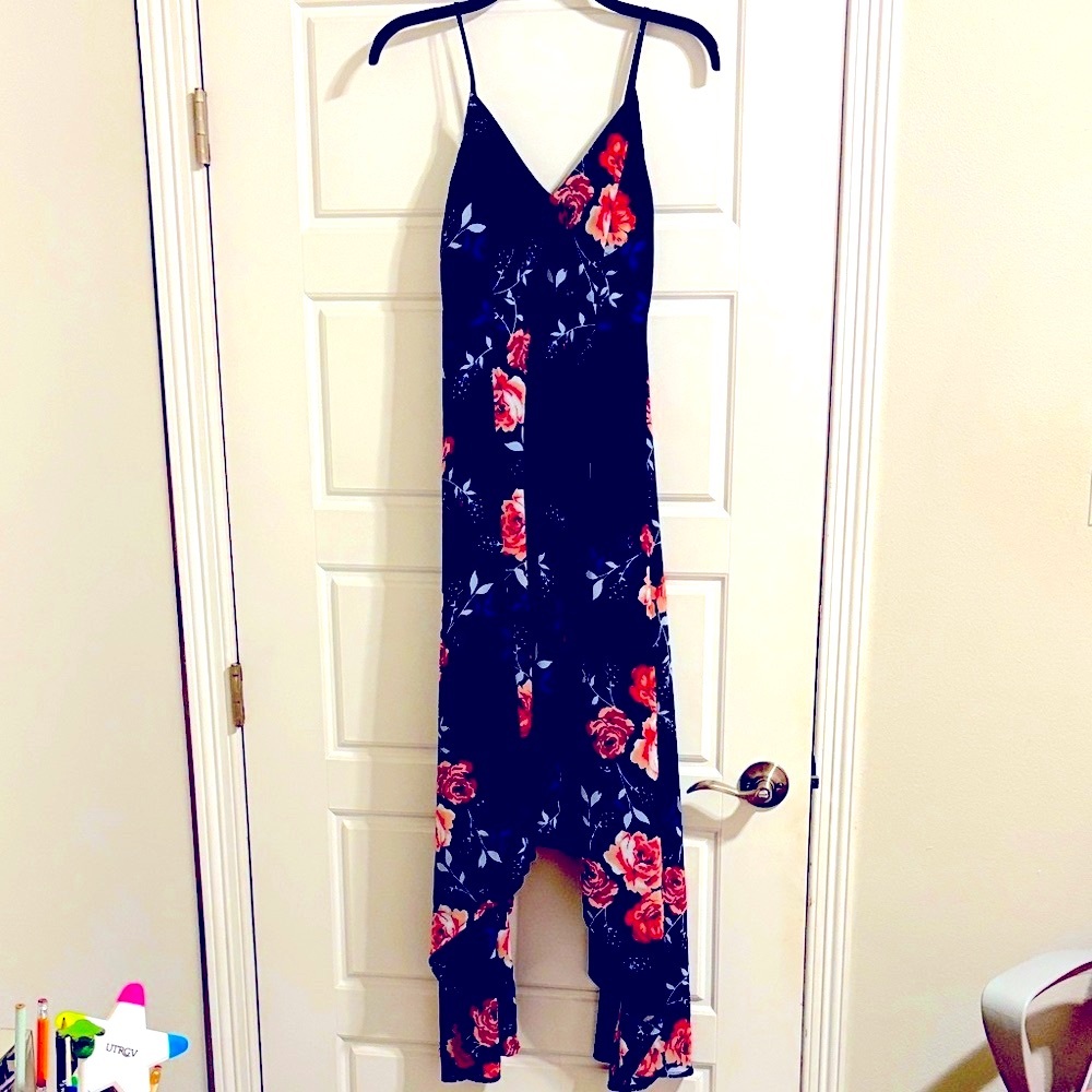 Japna Black Floral Maxi dress with Pink tones Rose Print
